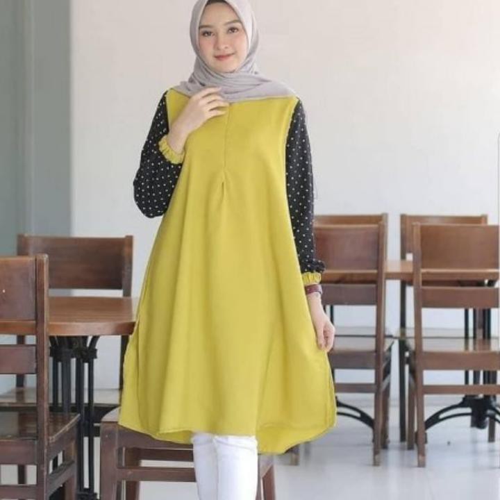 ♝ Baju Atasan Wanita Terbaru Versace Brisia Tunic Baju Tunik Hijab ➭