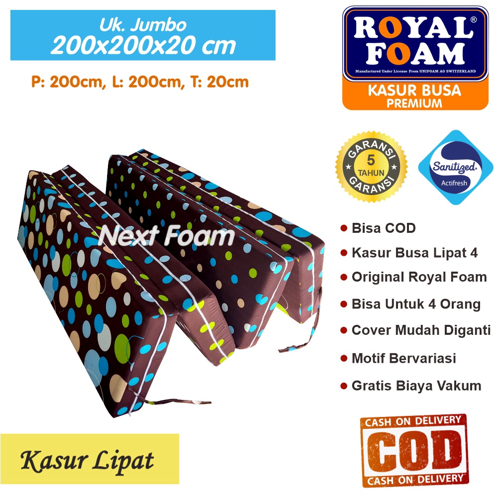 Kasur Busa Lipat Royal Foam Ukuran Jumbo 200x200x20 cm Tebal 20 cm D16 ORIGINAL Garansi 10 Tahun