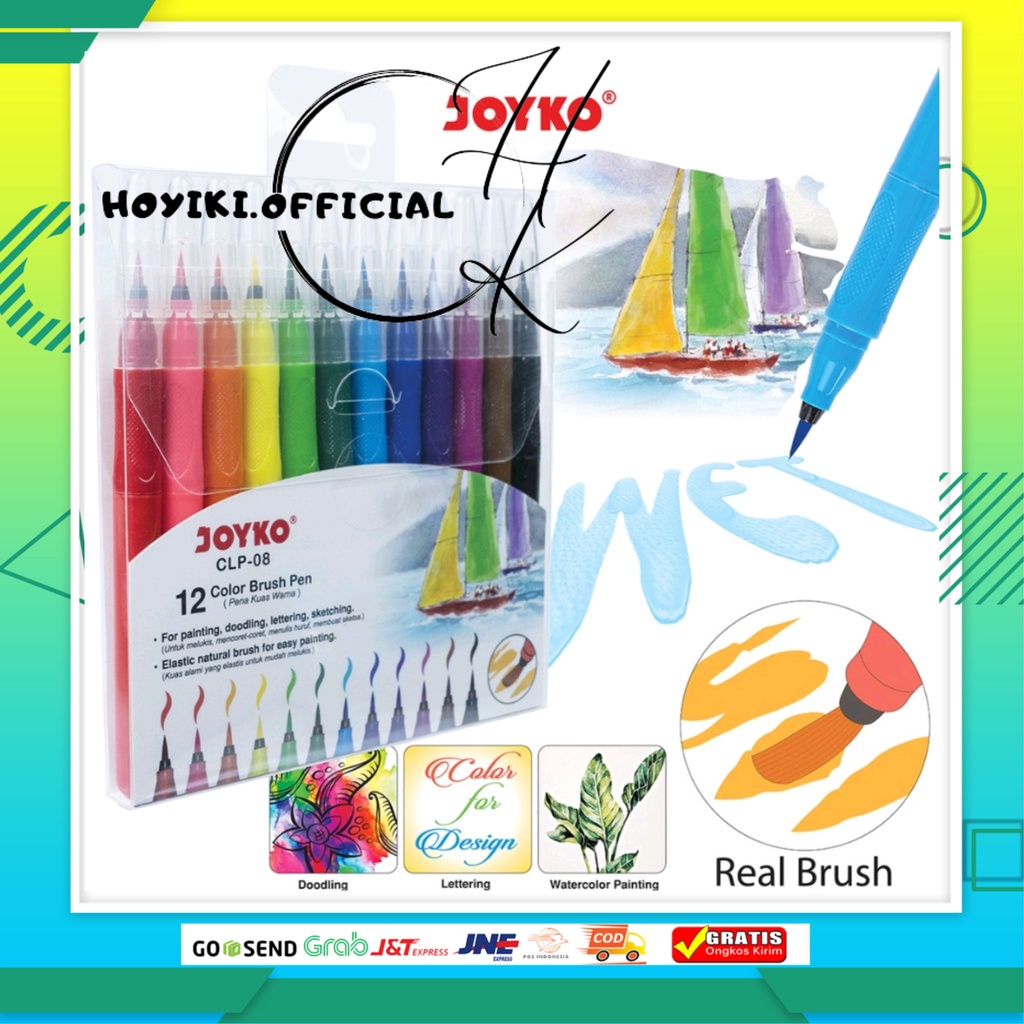 

Color Brush Pen Pena Kuas Warna Joyko CLP-08 12 Warna Spidol Color