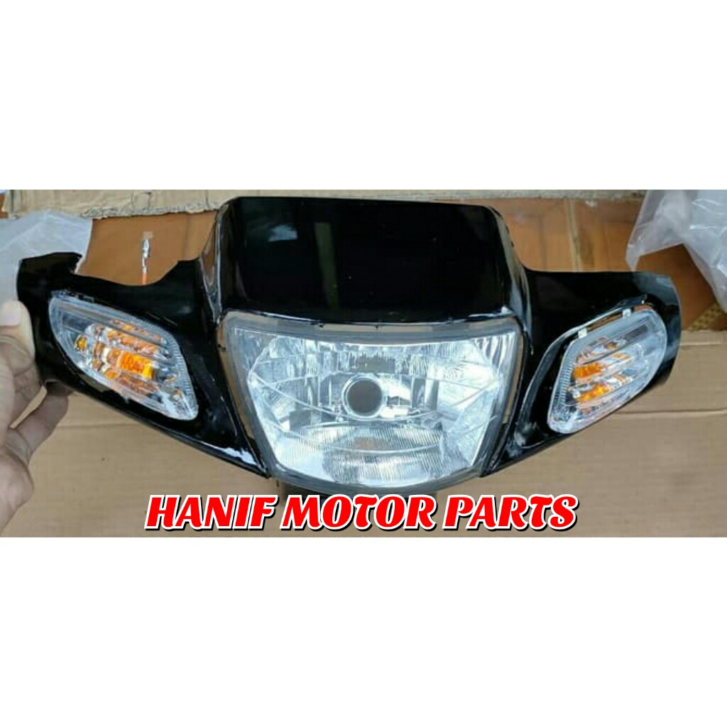 batok kepala depan set lampu dan sen yamaha vega r lama warna hitam / batok depan set lampu sen vega