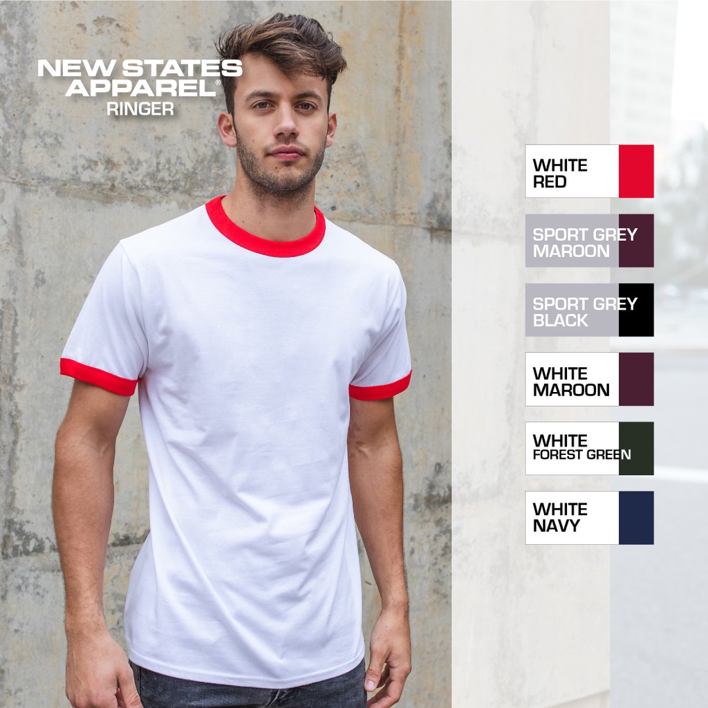 Kaos Polos Ringer New States Apparel Premium Cotton 7250 Cotton Combed 24s Bahan Adem (Part1)