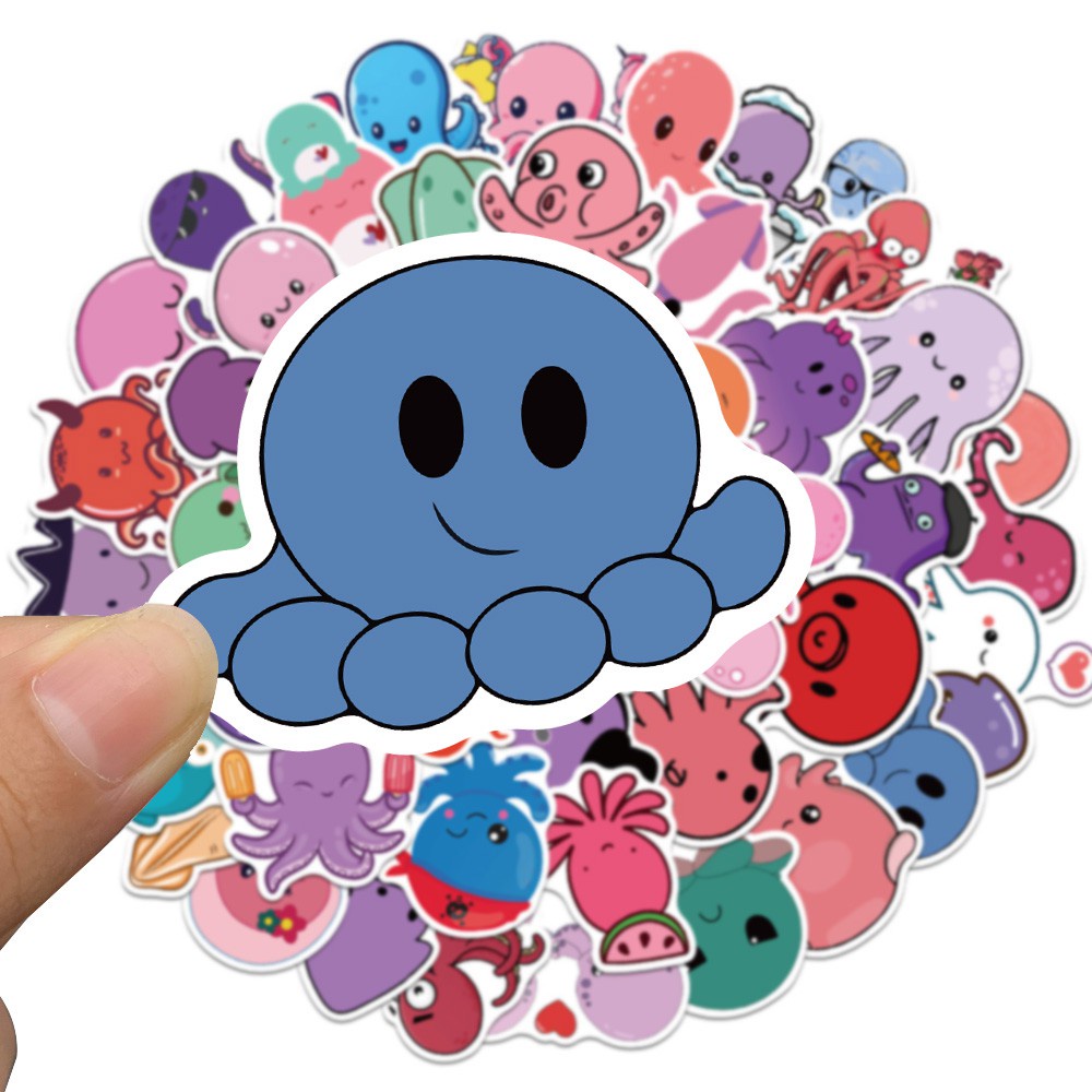 50PCS Octopus Anime Stickers Pack Cute Cool Cartoon Animal Funny Sticker for Kids Toys DIY Scrapbook Decoration Decals Gift