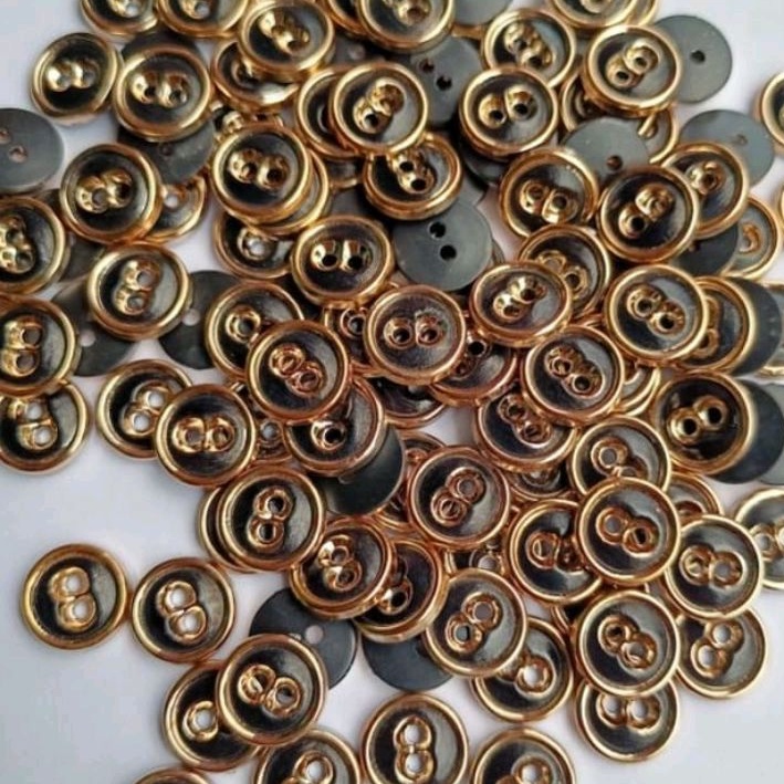 100 pcs Diameter 13/15/18 mm - Kancing Baju Emas Dasar Putih / Hitam - Kancing Lubang 2