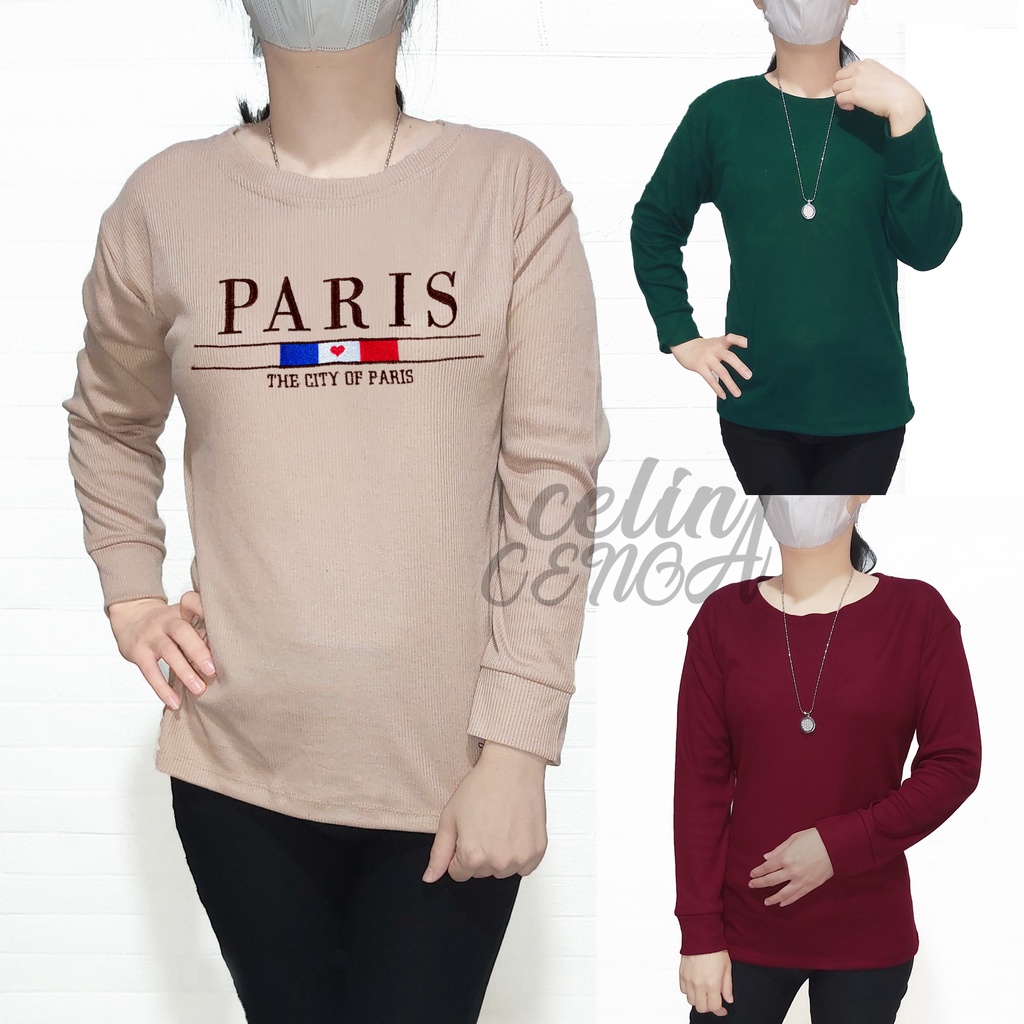 kaos wanita lengan panjang t-shirt wanita lengan panjang dropnedia premium polos