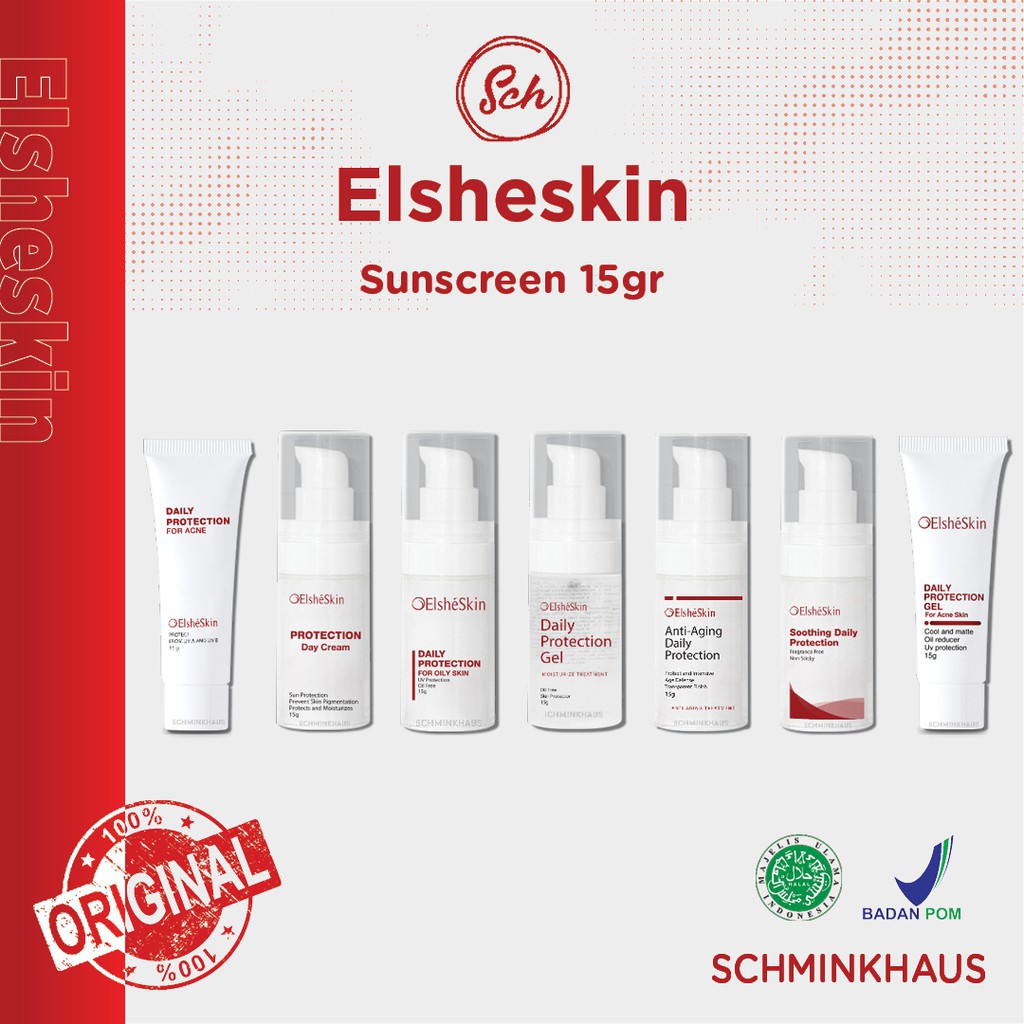 [BPOM] ELSHESKIN SUNCREEN 15gr ( Acne / Oily Skin / Soothing / Anti Aging / Day Cream / Gel )