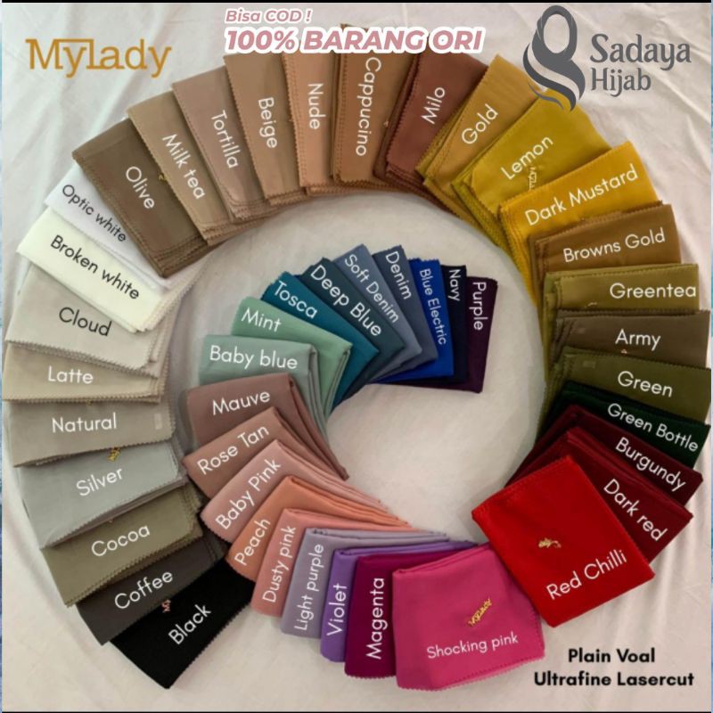 Hijab My Lady Original Segiempat Bahan Voal Kerudung Muslim Fashion Polos Jilbab Terbaru Krudung Ori