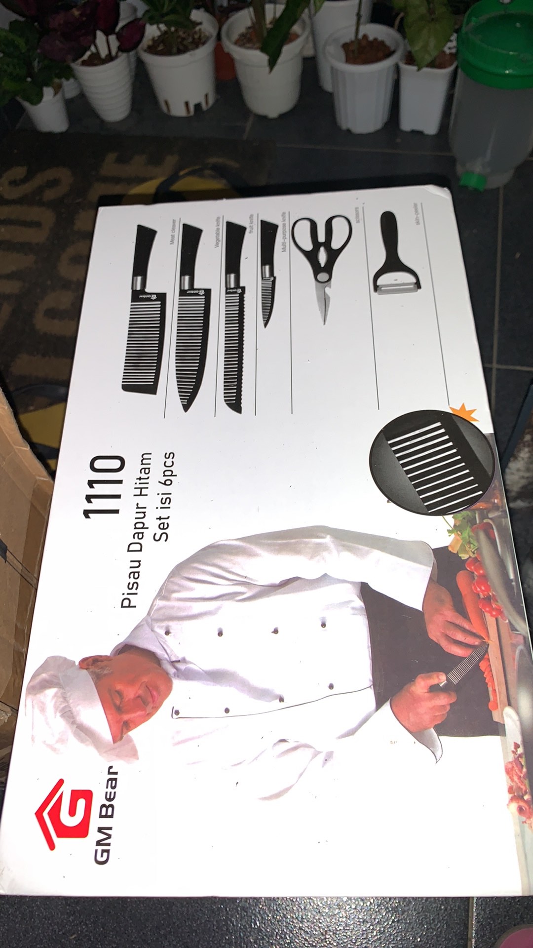 Gm Bear Pisau Dapur Hitam Set 6pcs 1110 - Kitchen Knife Black