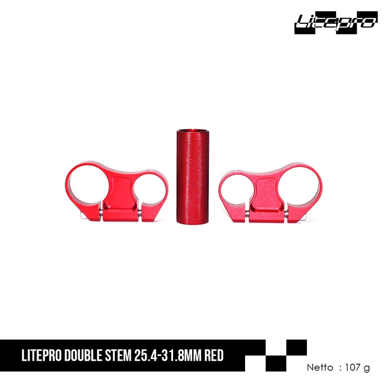 LITEPRO DOUBLE STEM 25.4-31.8MM RED