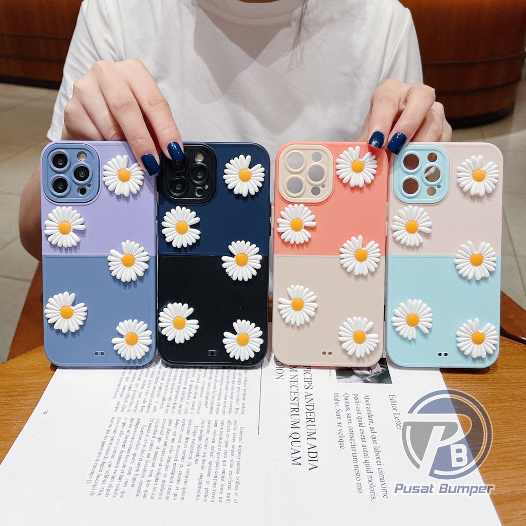 CASE FYP 2IN1 BUNGA DAISY 3D FOR IPHONE 6 6S 6+ 6S+ 7 8 SE 8+ 7+ X XS MAX PB2644