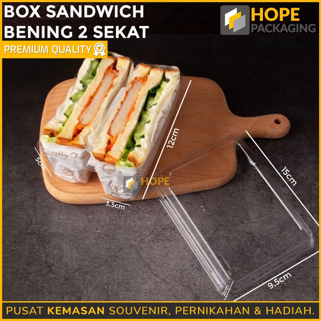 [ ISI 3 PCS ] Box Sandwich Bening 2 sekat / Mika Sandwich / Mika Roti Tawar / Mika Burger / box toast / box roti lapis / box mika / box burger