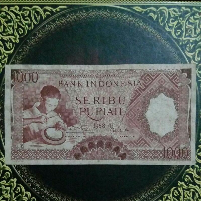 uang 1000 pekerja 1958 merah prefiks solid HHH vf