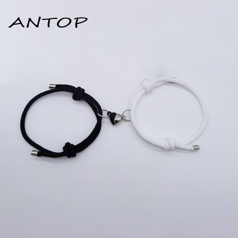 2 Pcs Pasangan Gelang Magnet Adjustable Pesona Gelang Cinta Aksesoris Fashion Hadiah ANTOP