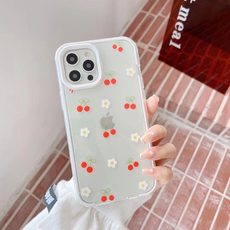 Red Cherry Two Way Softcase Case HP Lucu for iphone XS Max XR 11 Pro Max 12 Pro Max 13 Pro Max