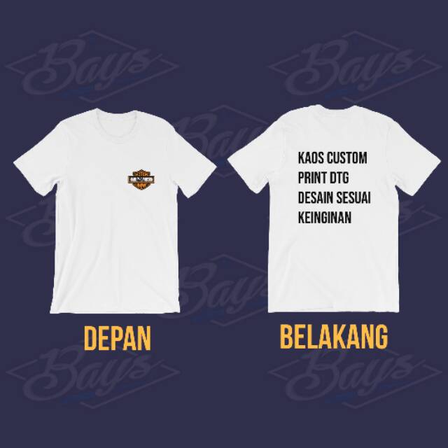 Kaos Custom Print Dtg Desain Depan Belakang Shopee Indonesia