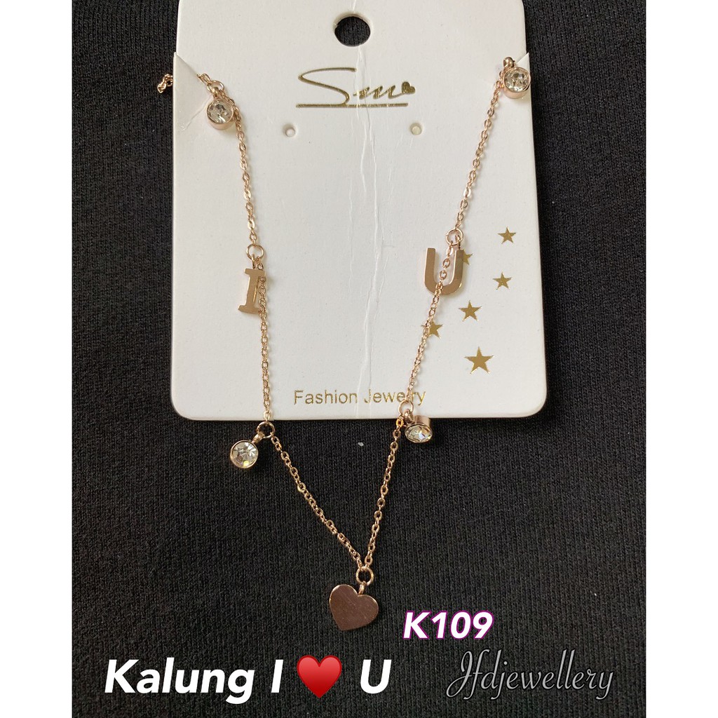 Kalung titanium I LOVE YOU kalung wanita rosegold - K109