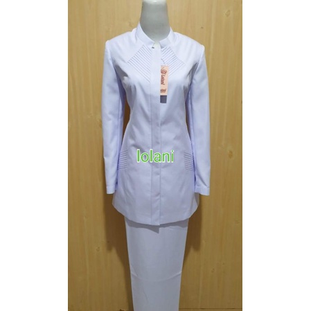 blazer putih putih set rok lolani