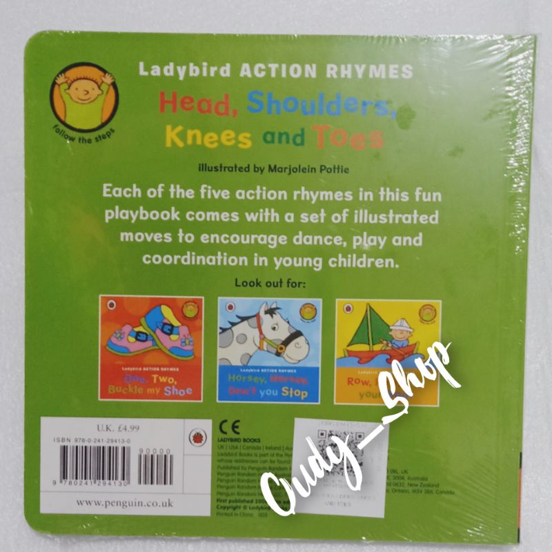 Buku Cerita Anak Hard Cover Ladybird Action Rhymes Head Shoulders Kness and Toes