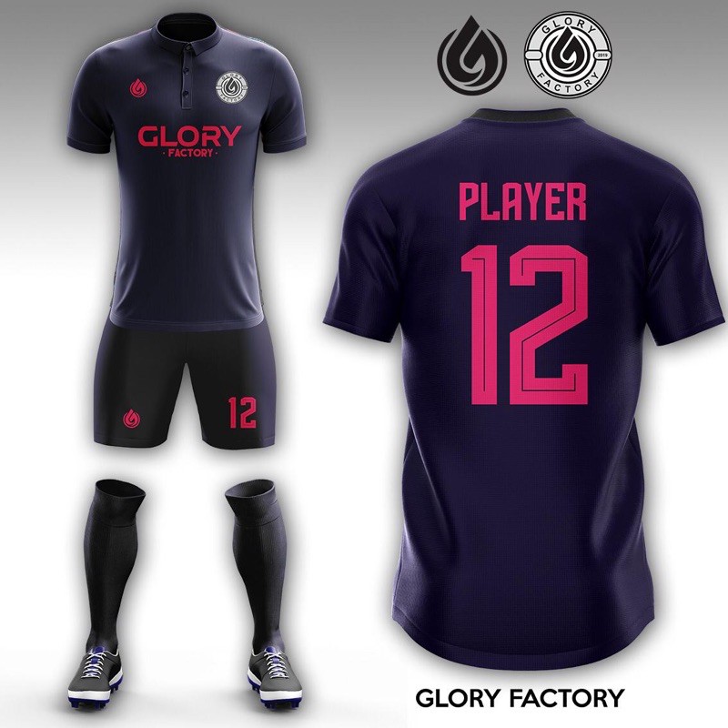 [Bisa satuan] JERSEY SEPAK BOLA NAVY PINK sablon bahan
