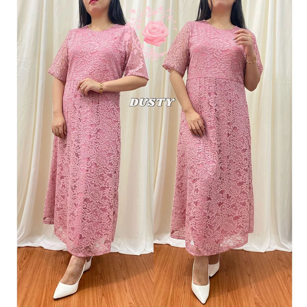 DRESS SERSI BRUKAT FASHION WANITA / GAUN PESTA / PAKAIAN ONDANGAN / SELTING BELAKANG