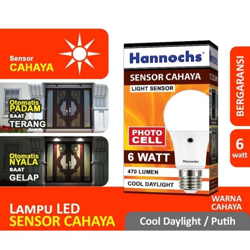 LAMPU LED HANNOCHS 6W LIGHT SENSOR