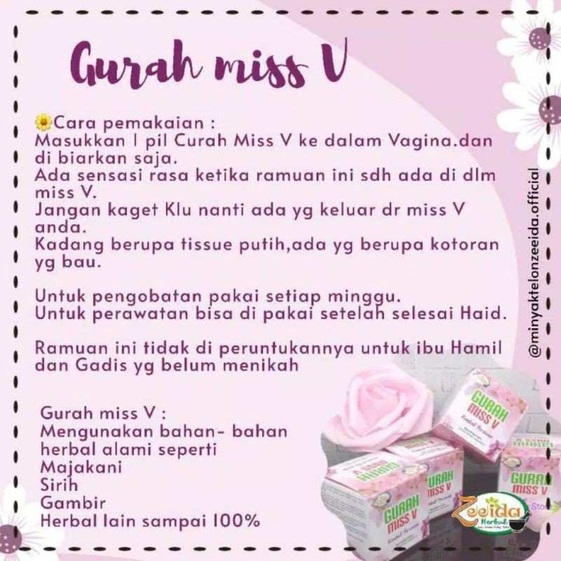

Gurah Miss V Zeeida Herbal | Rahasia Kewanitaan | Ramuan Herbal Madura