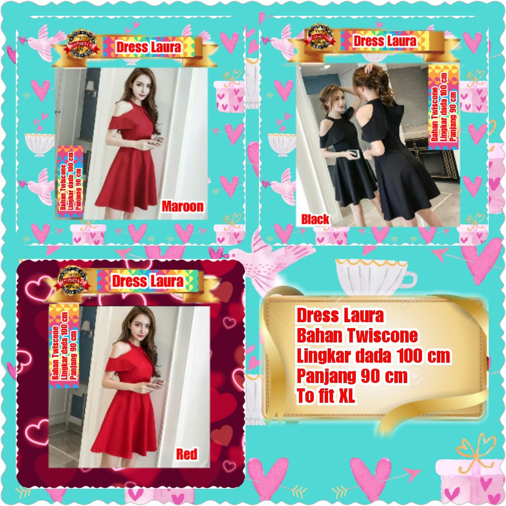 DRESS LAURA / TERPOPULER / TERLARIS / TERMURAH / PESTA / KONDANGAN