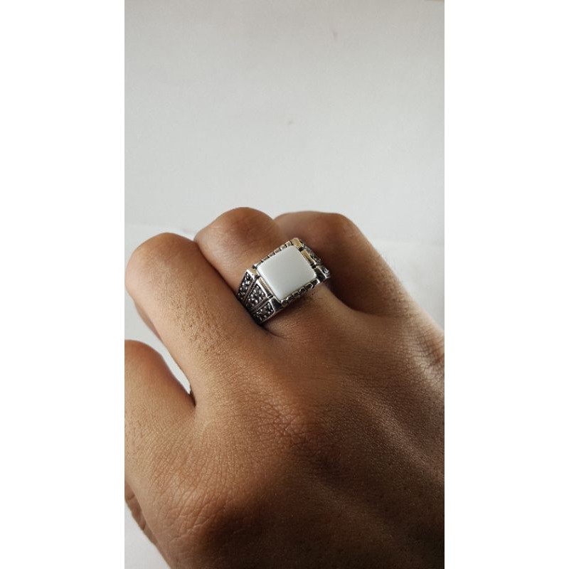 Akik Yaman Abyad Original Yemen Ring Perak Yamani