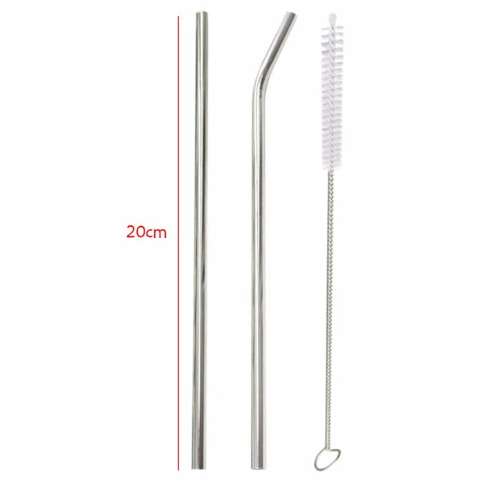Sedotan Stainless Steel dan Brush 3 in 1