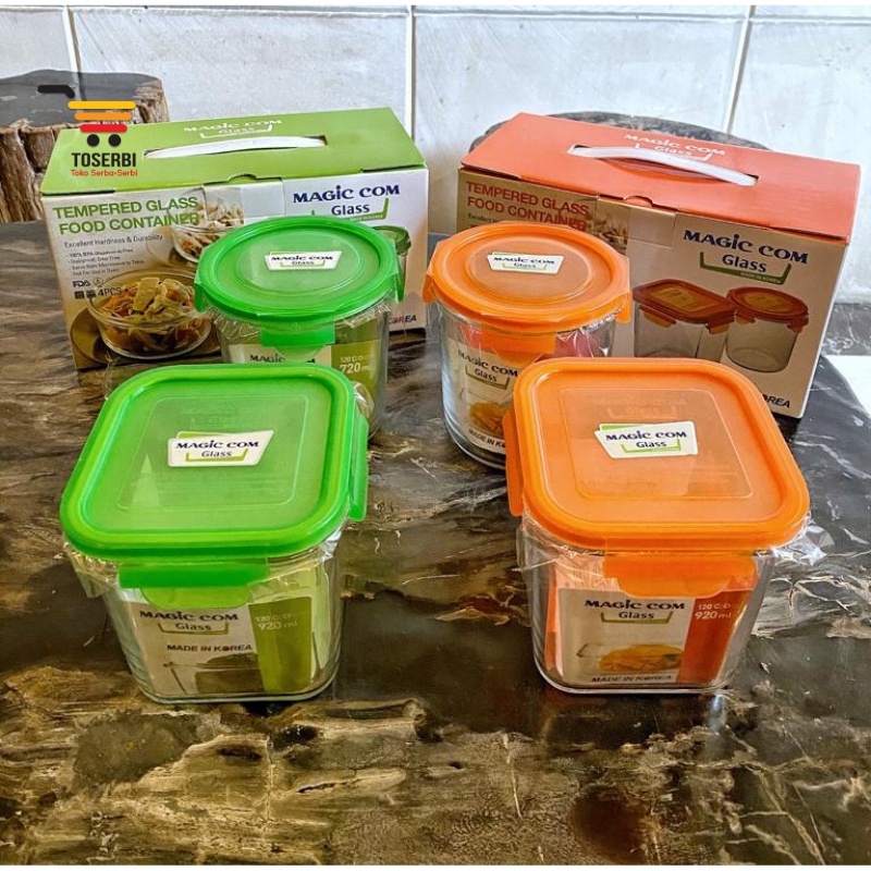 Yong Ma - Magic Com Glass - Tempat/Kotak Makanan Kaca 720 & 920 ML Glass Food Container Ready Stock