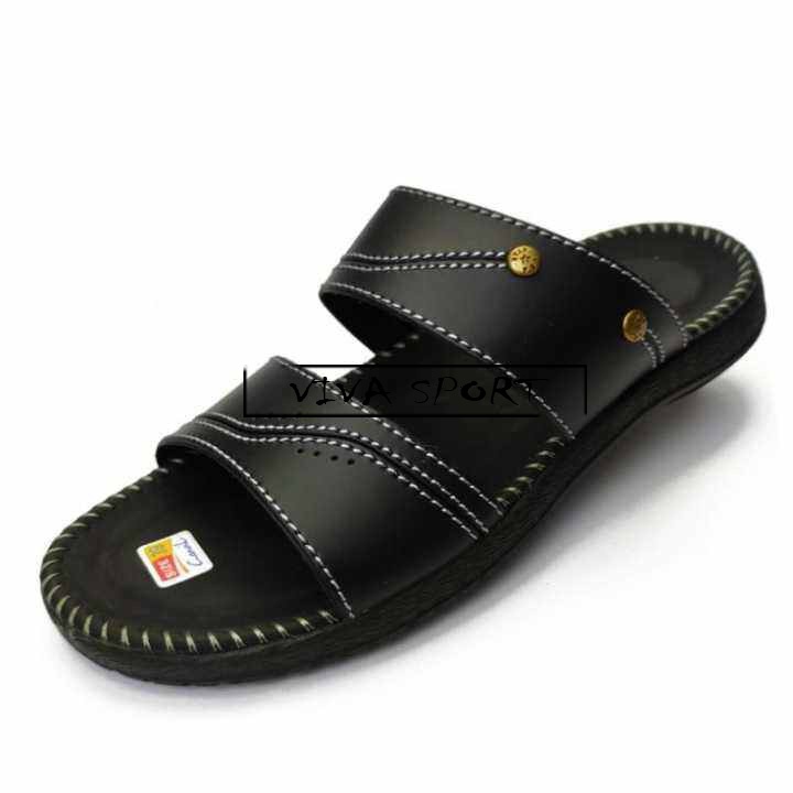 PROMO SANDAL PRIA SELOP KULIT DEWASA HITAM / SANDAL SLIP ON TERBARU /SANDAL SELOP PRIA