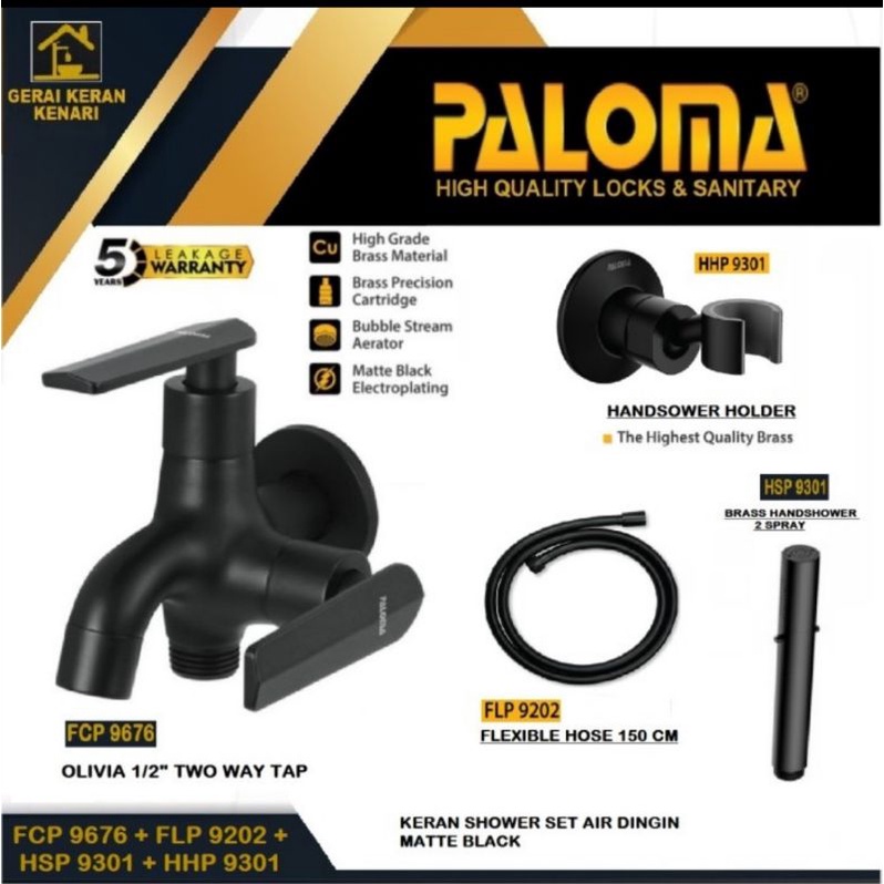 PALOMA SHOWER SET MANDI KERAN AIR DINGIN MATTR BLACK HITAM