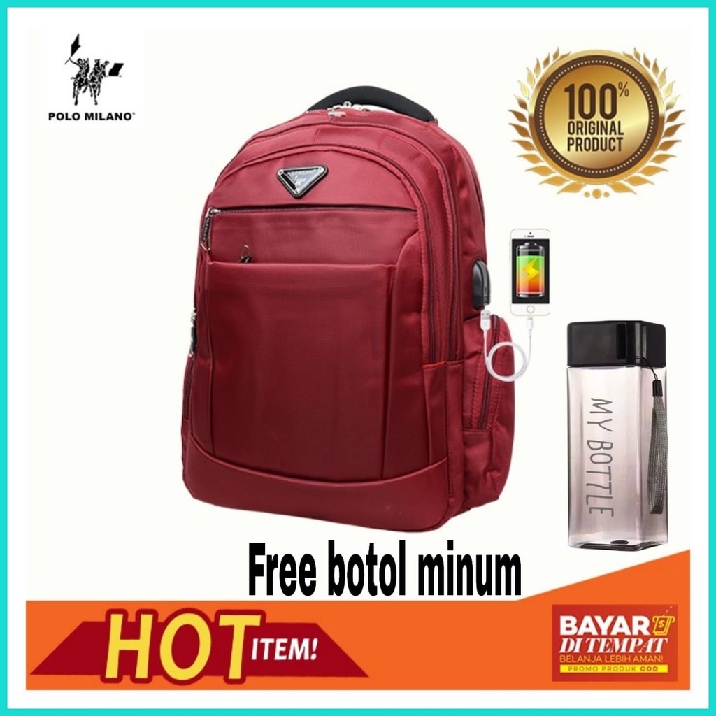 BIG SALE TAS IMPORT PRIA POLO MILANO - 88336 - RANSEL TERBARU FREE BOTOL - TAS ANTI AIR MURAH