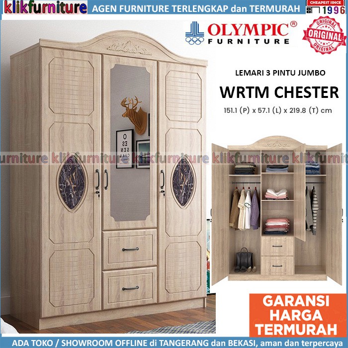 SALE  WRTM Lemari Pakaian 3 Pintu Olympic Jumbo