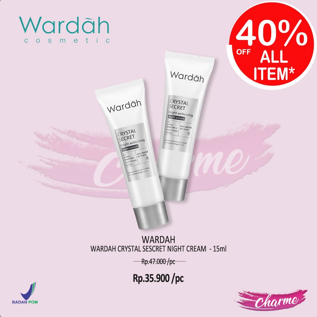 (READY &amp; ORI) WARDAH White Crystal Secret Series | Day Night Eye Cream Brightening Essence Mask Scrub Facial wash foam toner bpom