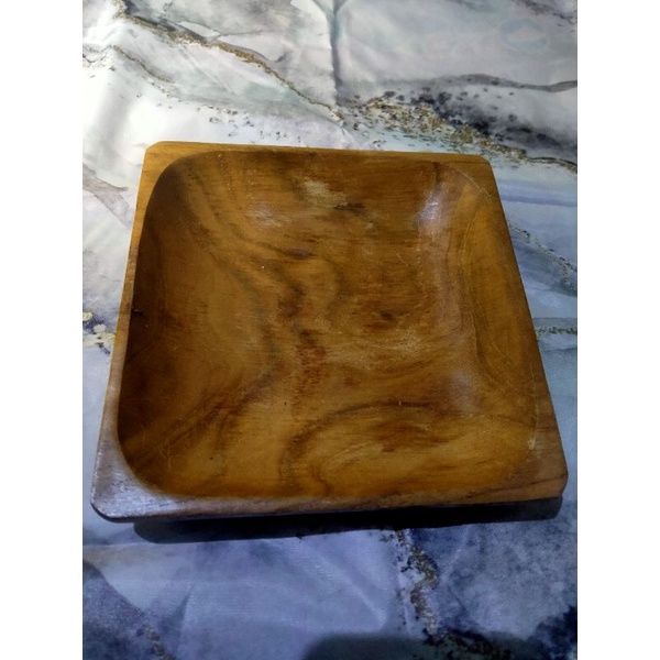 Piring kayu jati Kotak 15x15 cm