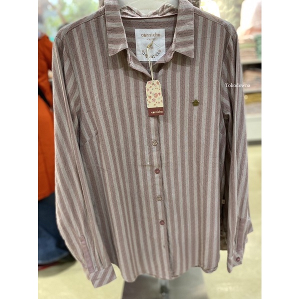 Kemeja Wanita Motif Salur Brand Corniche Original (S-XL)