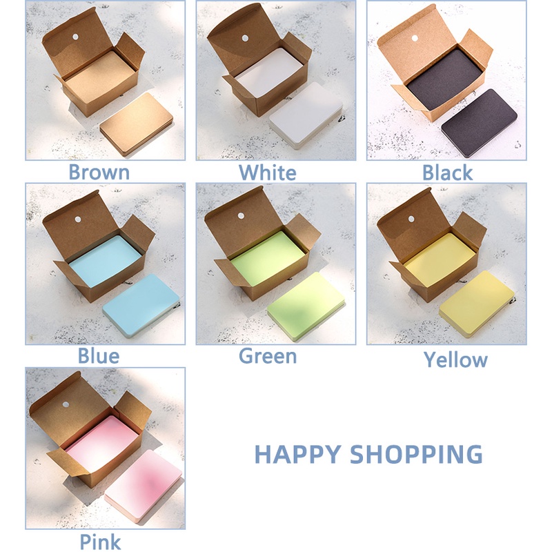 100pcs Kartu Ucapan Kosong Portable Warna Polos