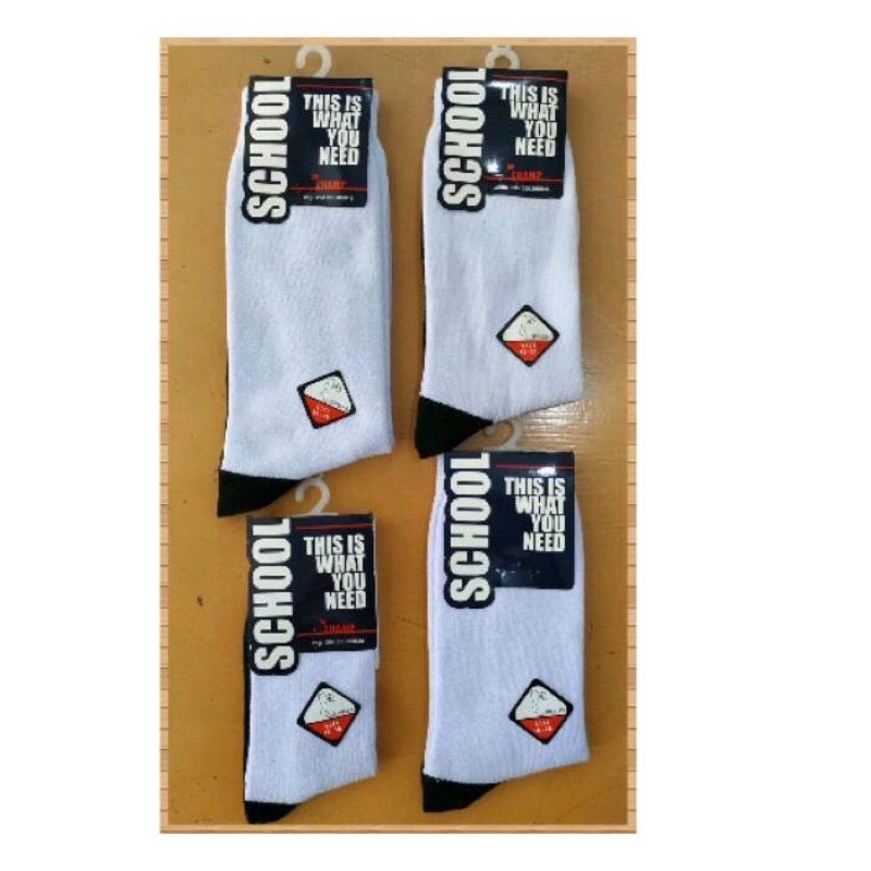 Kaos Kaki Sekolah CHAMP ASLI ORIGINAL - Ukuran/Size SD SMP SMA KERJA/Kaos Kaki Sekolah WARNA PUTIH TELAPAK HITAM HARGA GROSIR/TERMURAH