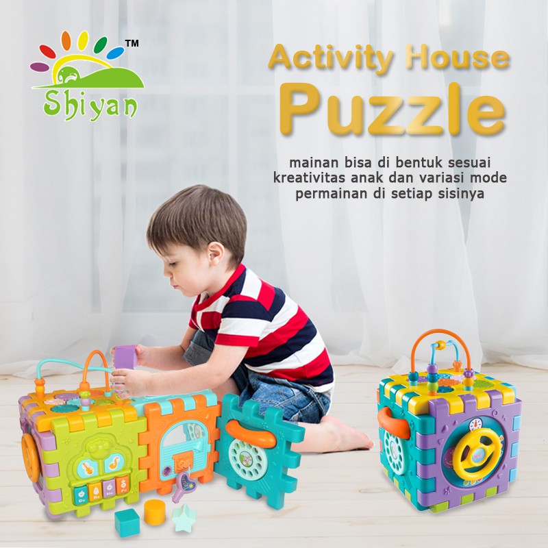  Shiyan mainan  bayi box  puzzle dengan musik  bentuk kubus 