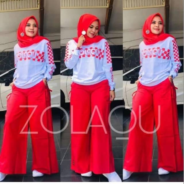 Setelan kulot zolaqu ori