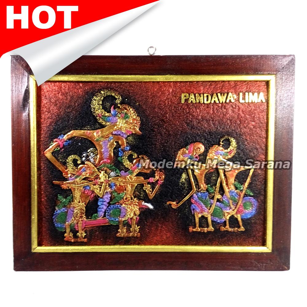 Lukisan Relief / Lukisan 3D/Lukisan Timbul Wayang Pendawa Lima 42x32cm