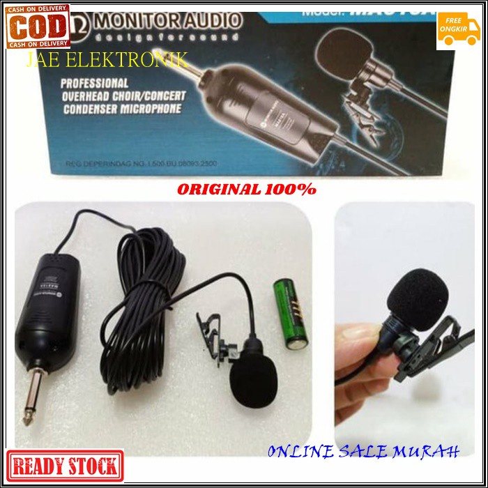 G518 MIC JEPIT MONITOR AUDIO ORIGINAL MIK KABEL CONDENSOR MICROPHONE KANCING KERAH BAJU CLIP ON klip sensitif aux sound klip cable profesional pro vocal vokal karaoke mikrophone G518   BISA DIGUNAKAN SEGALA JENIS AUDIO  PAKAI BATERAI AA X SATU PCS  Profes