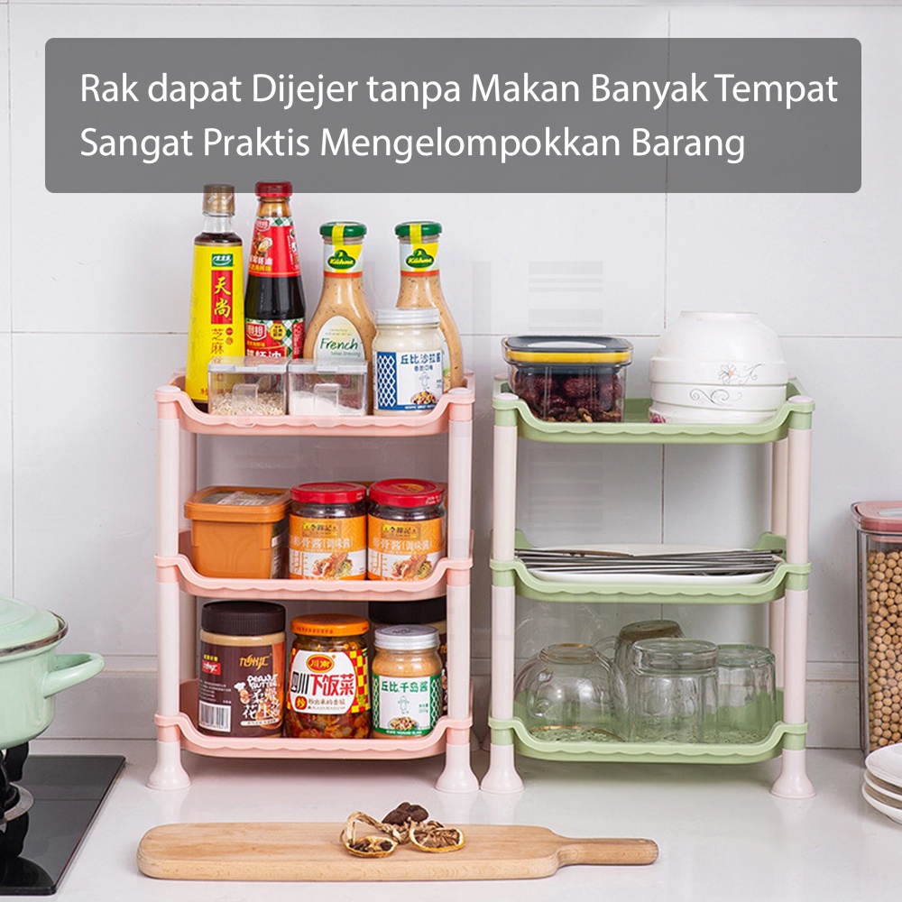 HUGO Rak Susun Dapur Bumbu Piring Gelas Rak Toilet Kamar Mandi Serbaguna Multifungsi 3 Susun 4 Susun