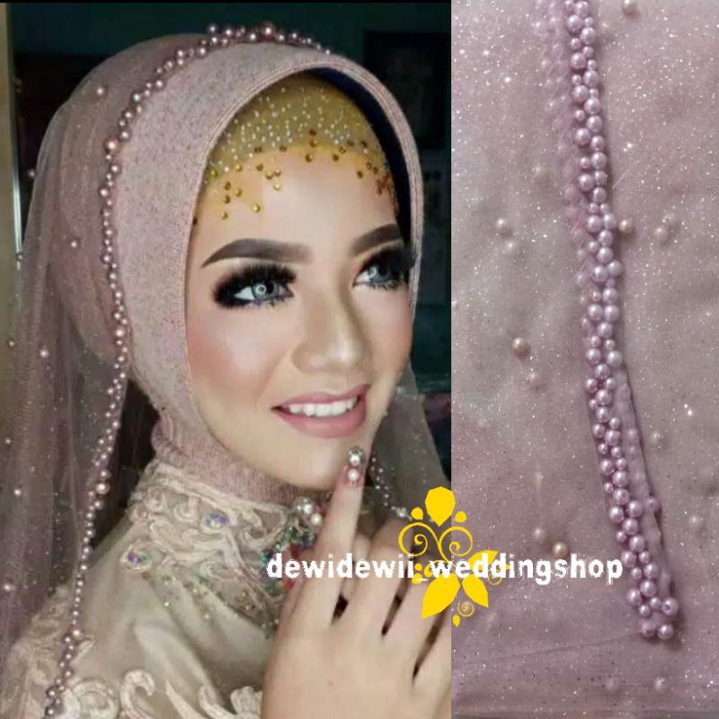 KERUDUNG PENGANTIN / VEIL MUTIARA POLOS / VEIL