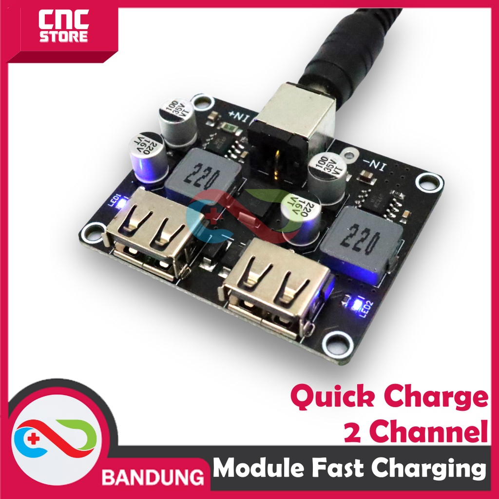 MODULE FAST CHARGING STEP-DOWN 9-30V to QC3.0 QUICK CHARGE 2 CHANNEL