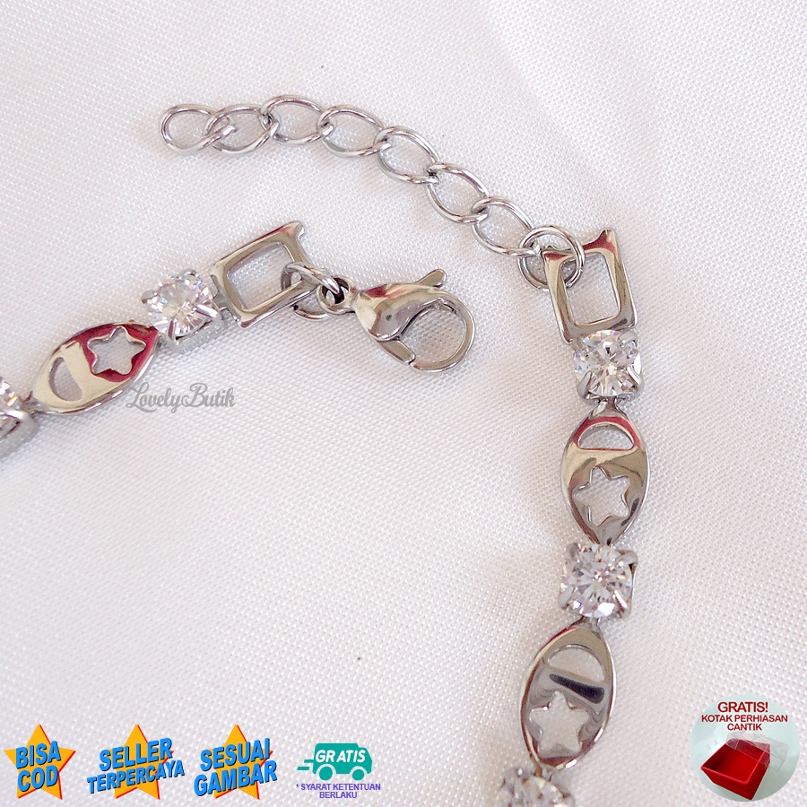 Lovelybutik - Gelang Tangan Titanium Asli Anti Karat dan Luntur Dahli4 Gelang Titanium Wanita Model Terbaru BONUS KOTAK PERHIASAN