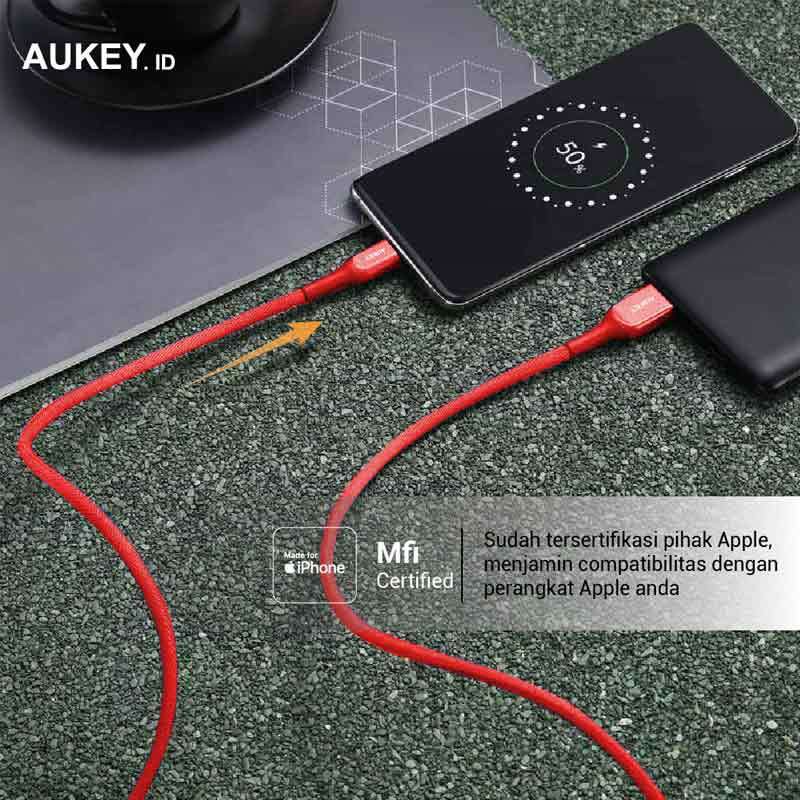 Aukey Kabel Data CB-AKL1 USB A to Lightning Cable MFi Certified panjang 120cm