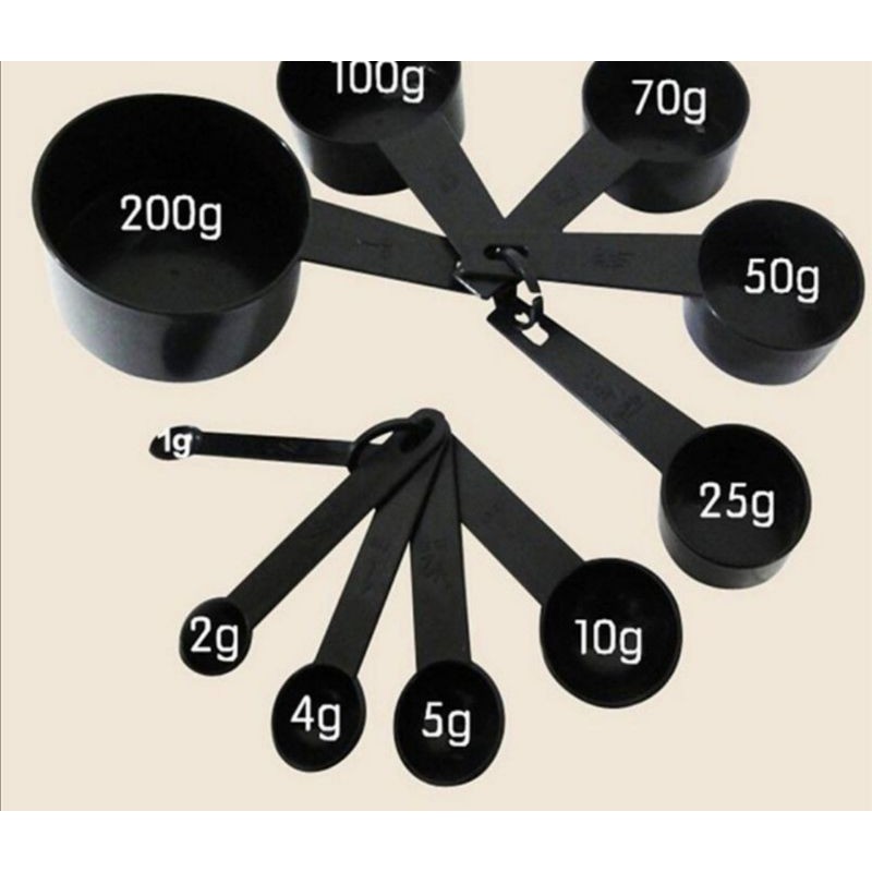 alat takar set cup sendok takar measuring spion 10 in 1 set black