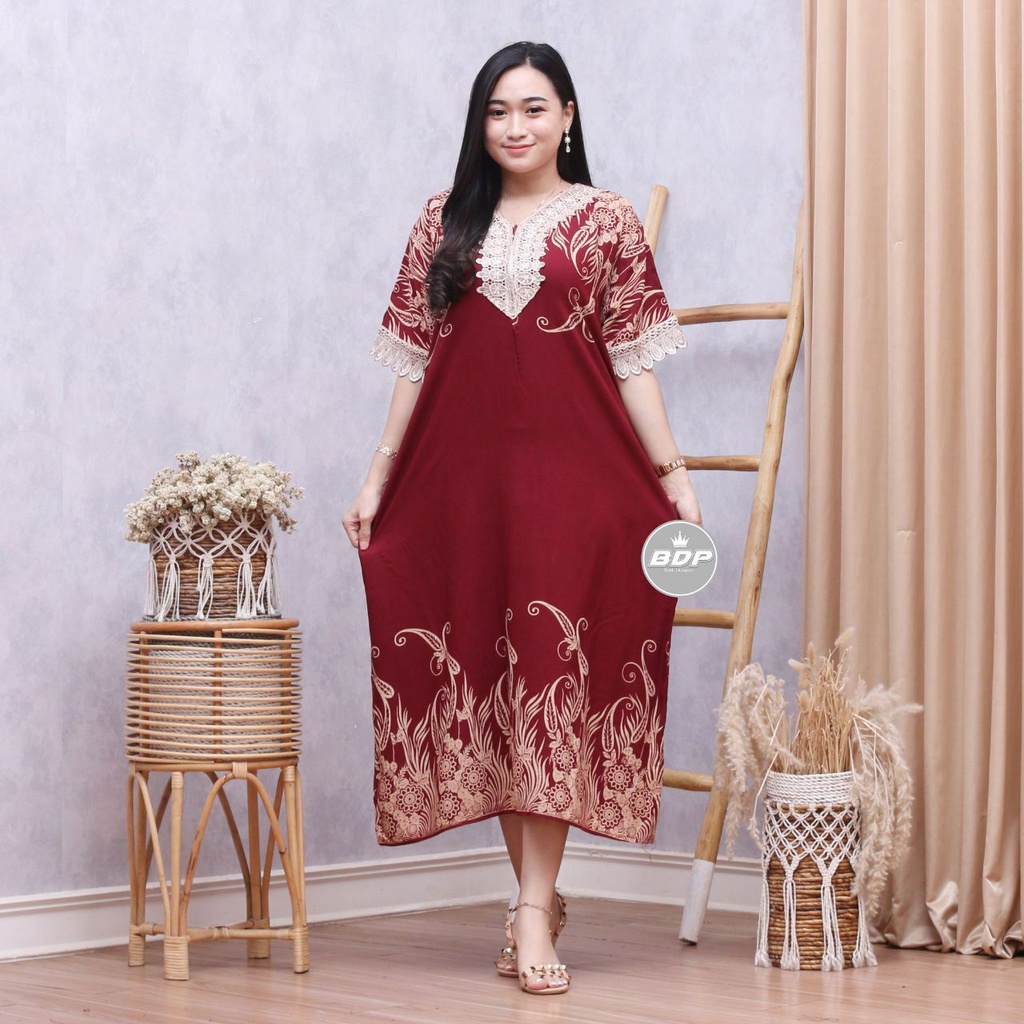 Dianputri - Daster Arab Zeema | Rayon Super Grade A | Resleting Depan Busui | Renda Milo Ori-mesya maroon