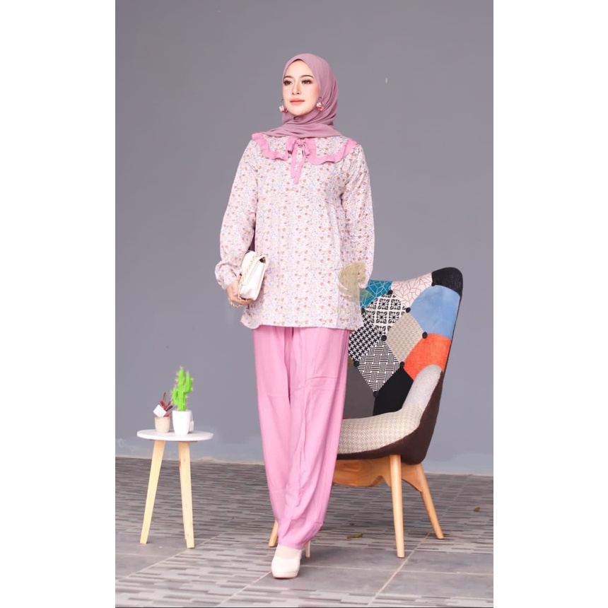 setcel [NAILA] set cel rayon twill | oneset celana wanita | setelan celana wanita terbaru